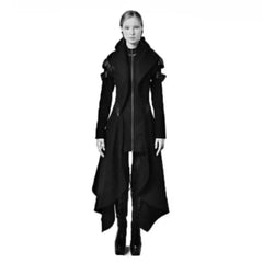 Gothic Asymmetric Hooded Double Coat with Zipper