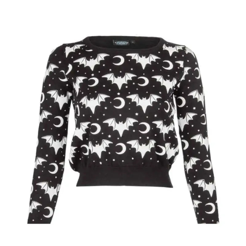 Gothic Black Bat Long Sleeve Sweater