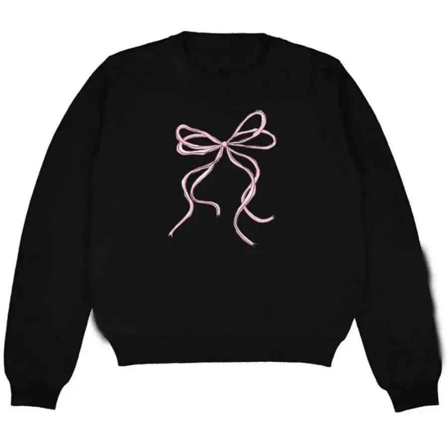 Gothic Bow Tie Print Hip Hop Sweater Black / S