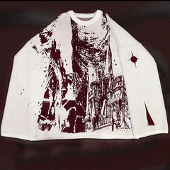 Gothic Castle Oversized Knit Sweater Acrylic Loose Fit