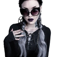 Gothic Cat Eyes Sunglasses UV400 Acrylic Lenses
