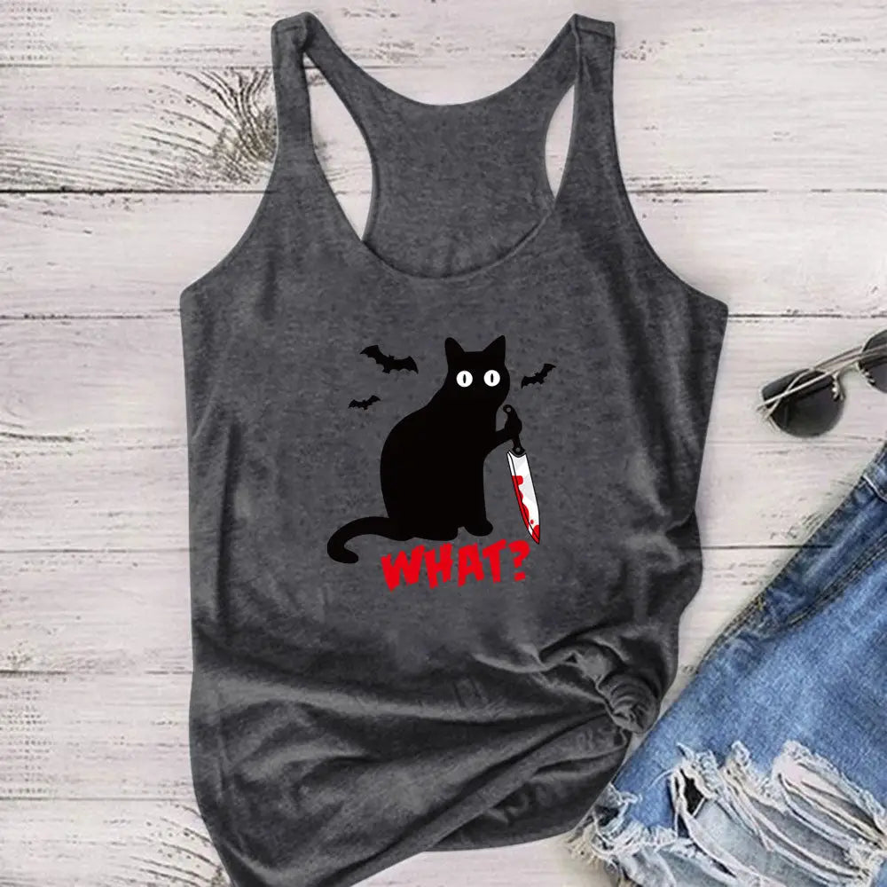 Gothic Cat Knife Bats What Tank Top