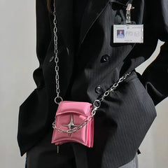 Gothic Cross Faux Leather Small Chain Shoulder Bag