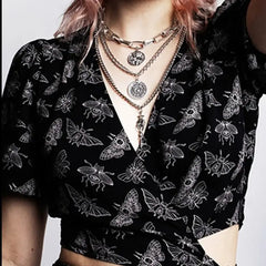 Gothic Dark Punk Beetle Print Shorts