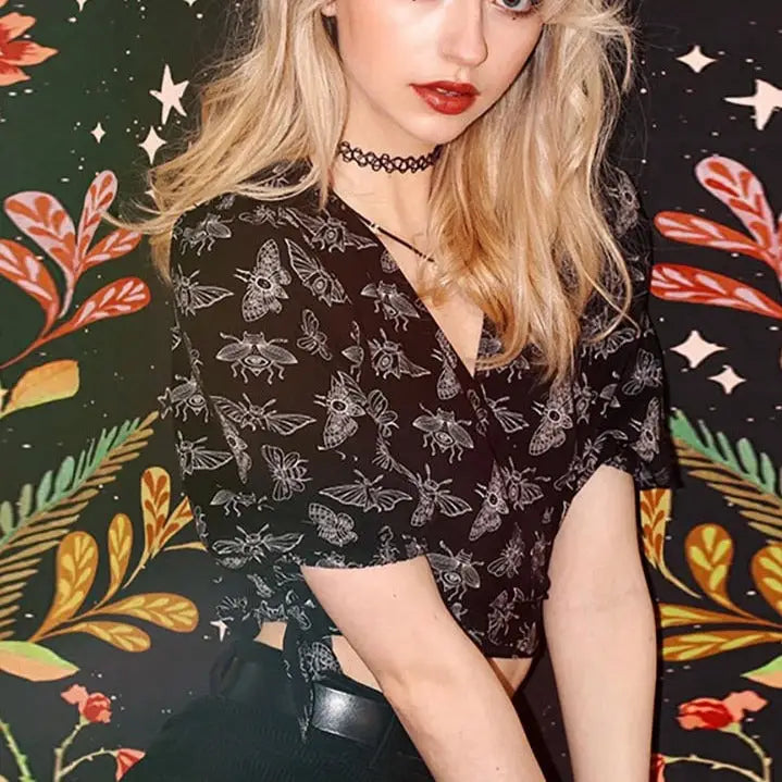 Gothic Dark Punk Beetle Print Shorts