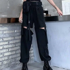 Gothic Detachable Hollow Out Cargo Pants