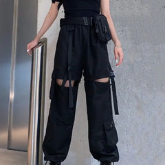 Gothic Detachable Hollow Out Cargo Pants