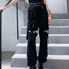 Gothic Detachable Hollow Out Cargo Pants