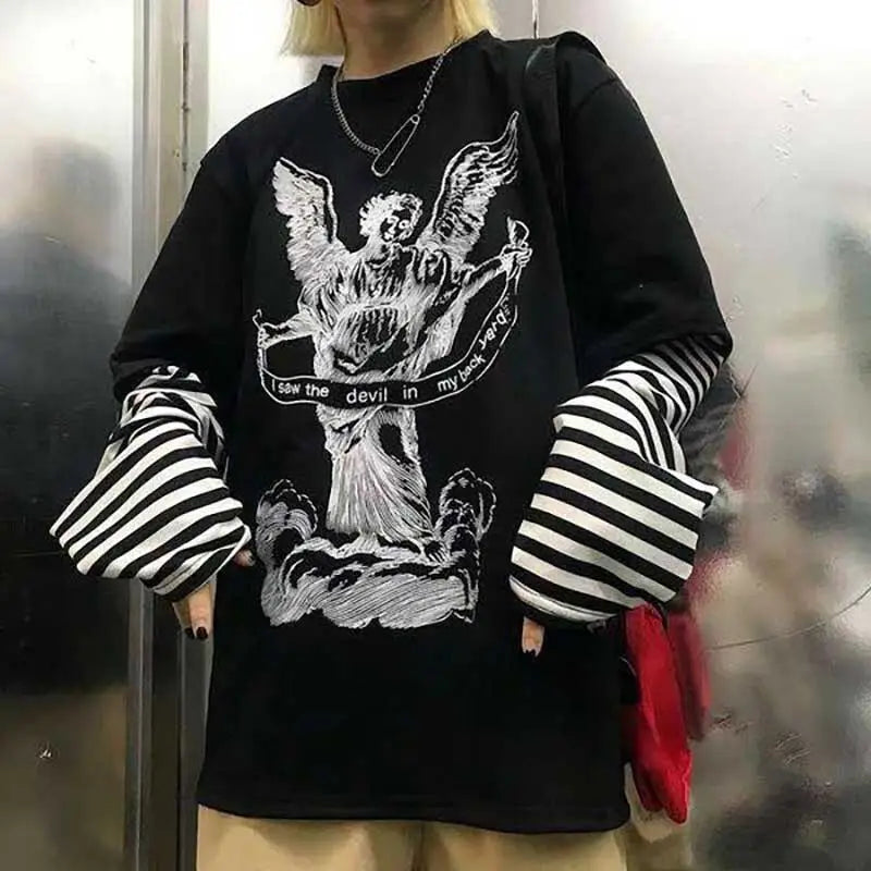 Gothic Harajuku Korean Long Sleeve Shirt for Men and Women