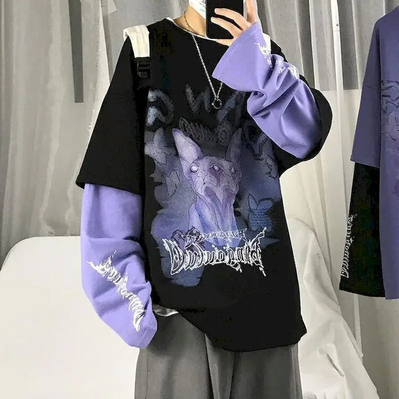 Gothic Harajuku Korean Long Sleeve Shirt for Men and Women