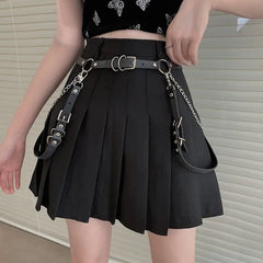 Gothic Heart PU Leather Harness Belt with Chain C / 110 cm