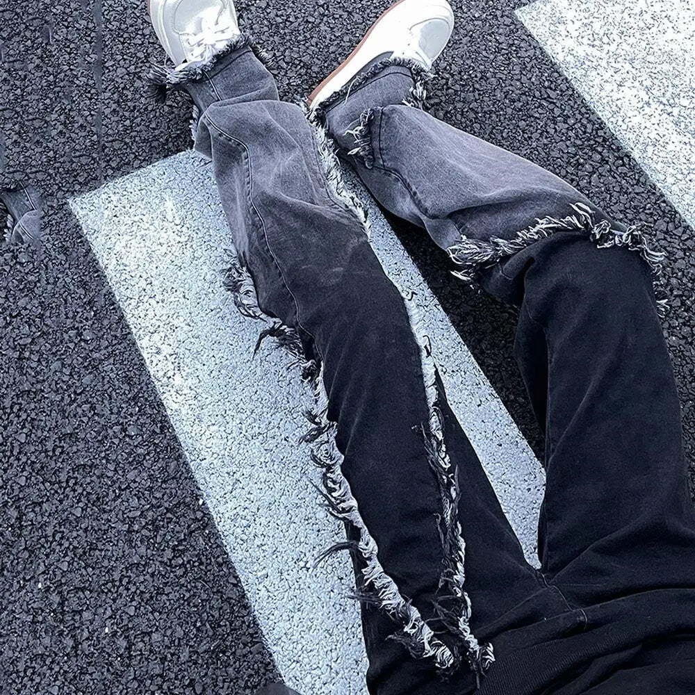 Gothic High Waist Wide Leg Cotton Denim Pants