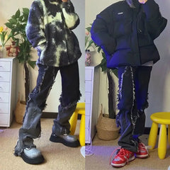 Gothic High Waist Wide Leg Cotton Denim Pants