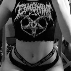 Gothic Knitted Punk Black Tank Top Crop Tee