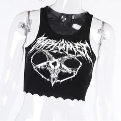 Gothic Knitted Punk Black Tank Top Crop Tee