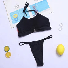 Gothic Lace-up Backless Bikini with Hand and Spider Print