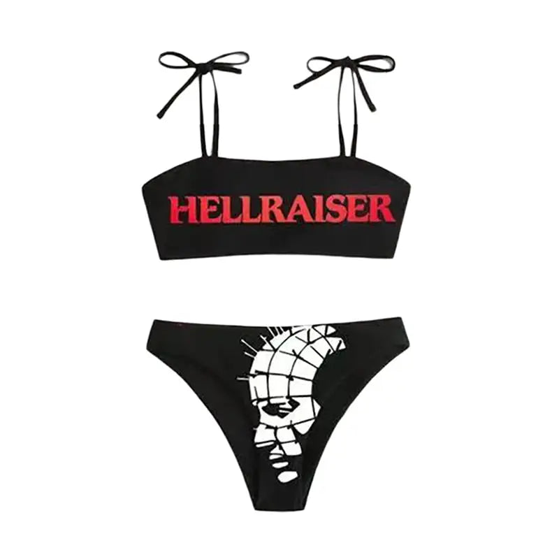 Gothic Lace-Up Bikini Hellraiser Style Black / S