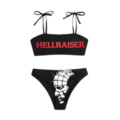 Gothic Lace-Up Bikini Hellraiser Style Black / S