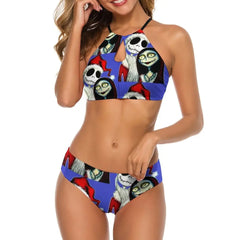 Gothic Lace-Up Sleeveless Bikini Two Piece Set Violet / S