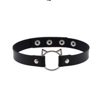 Thumbnail for Gothic Lock Hollow Cat Spike Collar - Black / One Size