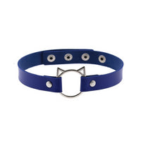 Thumbnail for Gothic Lock Hollow Cat Spike Collar - Blue / One Size