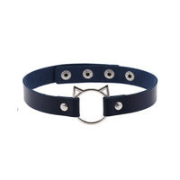 Thumbnail for Gothic Lock Hollow Cat Spike Collar - Dark Blue / One Size