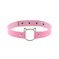 Thumbnail for Gothic Lock Hollow Cat Spike Collar - Pink / One Size