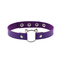 Thumbnail for Gothic Lock Hollow Cat Spike Collar - Purple / One Size