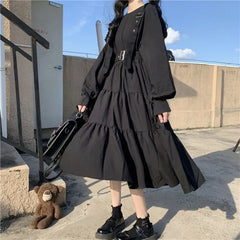 Gothic Long Sleeve A Line Dress for Teens and Petite Women