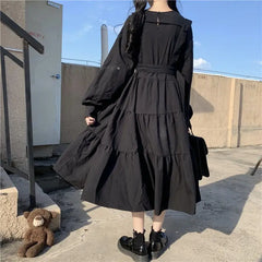 Gothic Long Sleeve A Line Dress for Teens and Petite Women