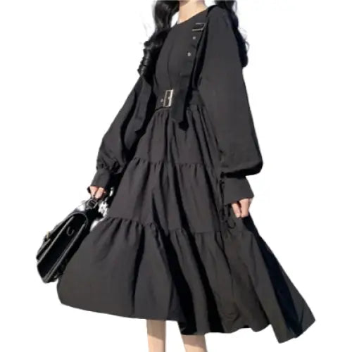 Gothic Long Sleeve A Line Dress for Teens and Petite Women