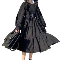 Gothic Long Sleeve A Line Dress for Teens and Petite Women