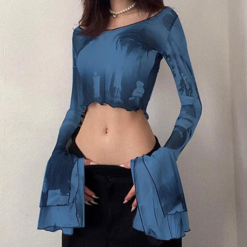 Gothic Long Sleeve Crop Top