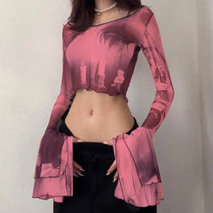 Gothic Long Sleeve Crop Top