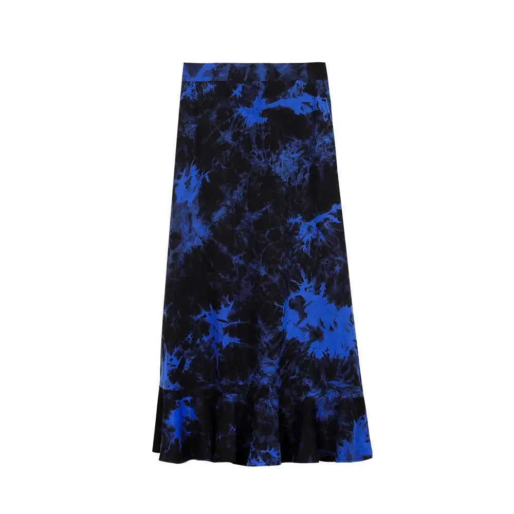 Gothic Loose Tie Dye Skirt Cotton Polyester A Line