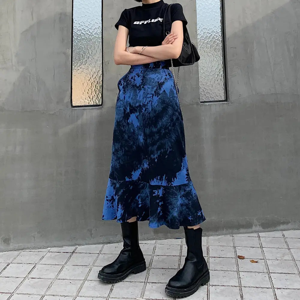 Gothic Loose Tie Dye Skirt