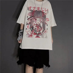 Gothic Oversize T Shirt Doll Hurt Black and White Style / M