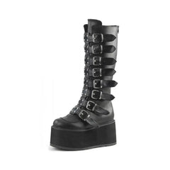 Gothic Platform Buckles Mid Calf Boots Euro Size A / 5