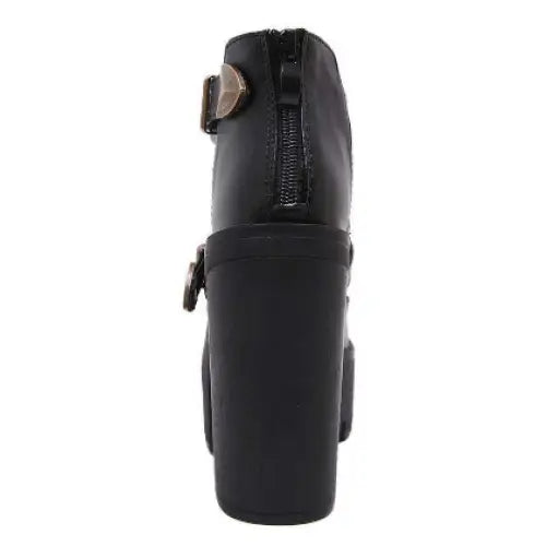 Gothic Platform PU Vegan Leather Double Buckle Boots