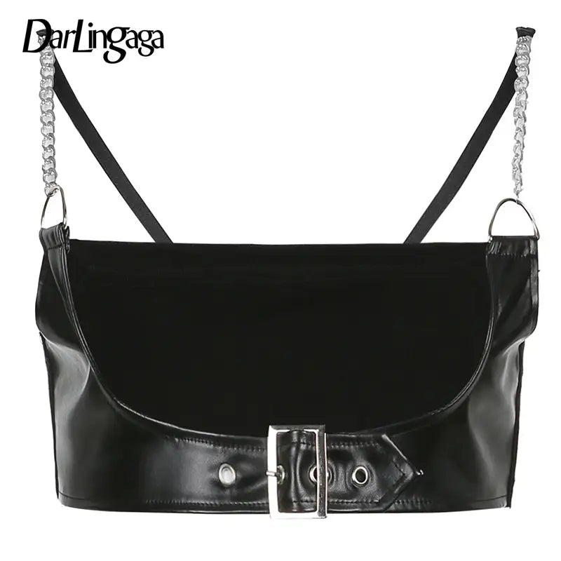 Gothic PU Leather Crop Top