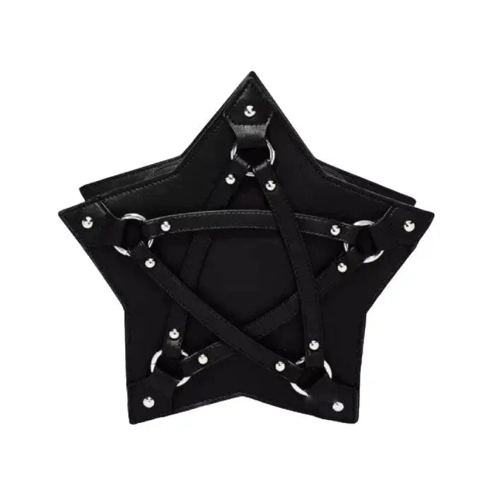 Gothic PU Leather Pentagram Star Dark Shoulder Bag Black