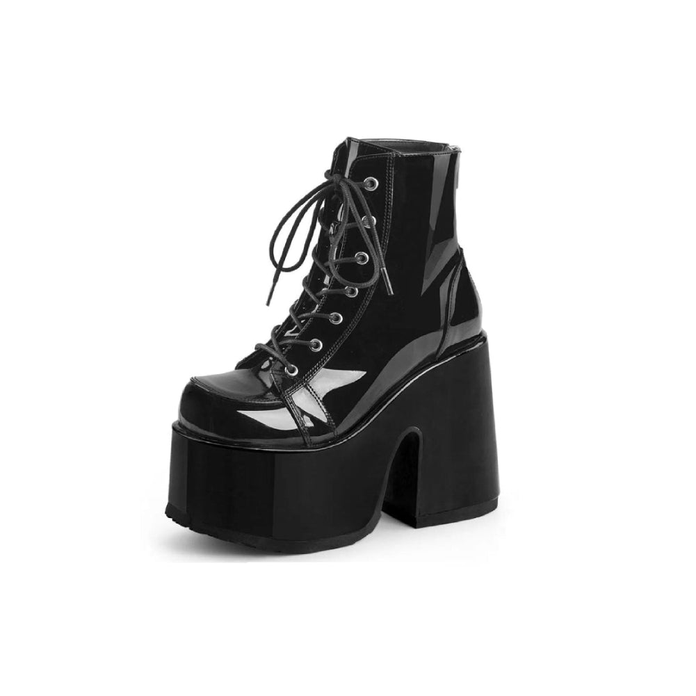 Gothic Round Toe Ankle Booties - Black / 4 - Boots