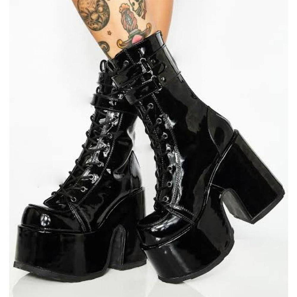Gothic Round Toe Ankle Booties - Boots