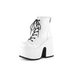 Gothic Round Toe Ankle Shiny Booties - White / 4 - Boots