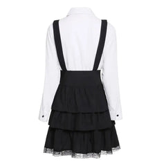 Gothic Ruffles Lace Up Retro Punk Dress 34 Inches Waist