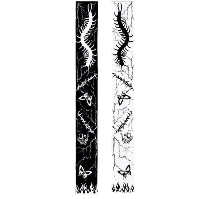 Gothic Skeleton Butterfly Scarf Black