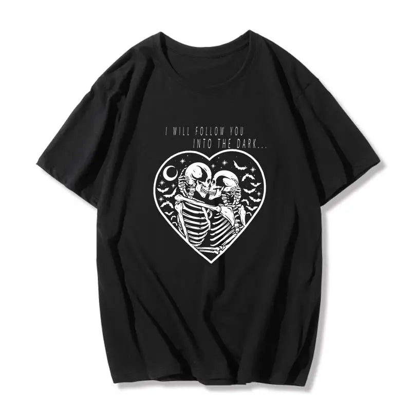 Gothic Skeleton Kiss Hearth T-Shirt