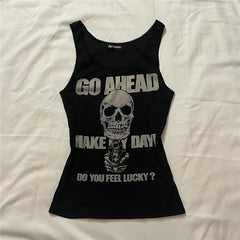 Gothic Skull Tank Top Go Ahead Make My Day Design