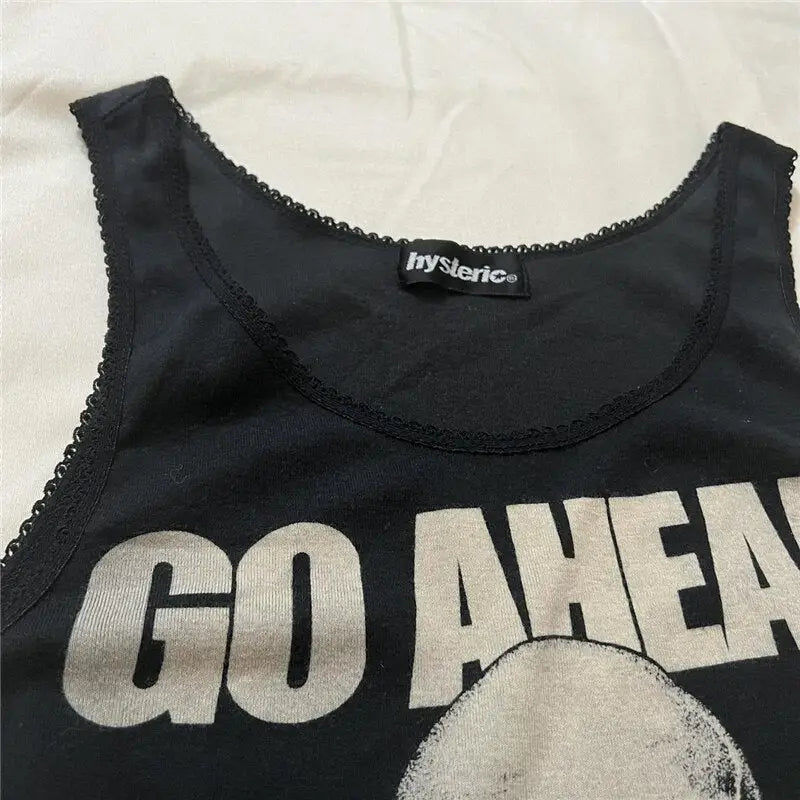 Go Ahead Make My Day Skull Gothic Tank Top - UrbanWearOutsiders Go Ahead Make My Day Skull Gothic Tank Top - UrbanWearOutsiders