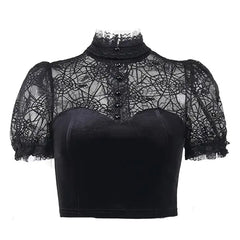 Gothic Spider Mesh Hollow Top